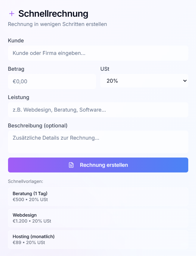 Blitzschnelle Rechnungen - Kompanio Feature Screenshot